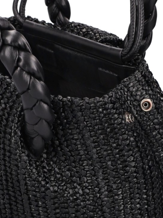 Hereu: Medium Bombon raffia top handle bag - Black - women_6 | Luisa Via Roma