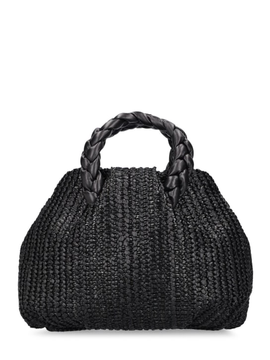 Hereu: Medium Bombon raffia top handle bag - Black - women_0 | Luisa Via Roma