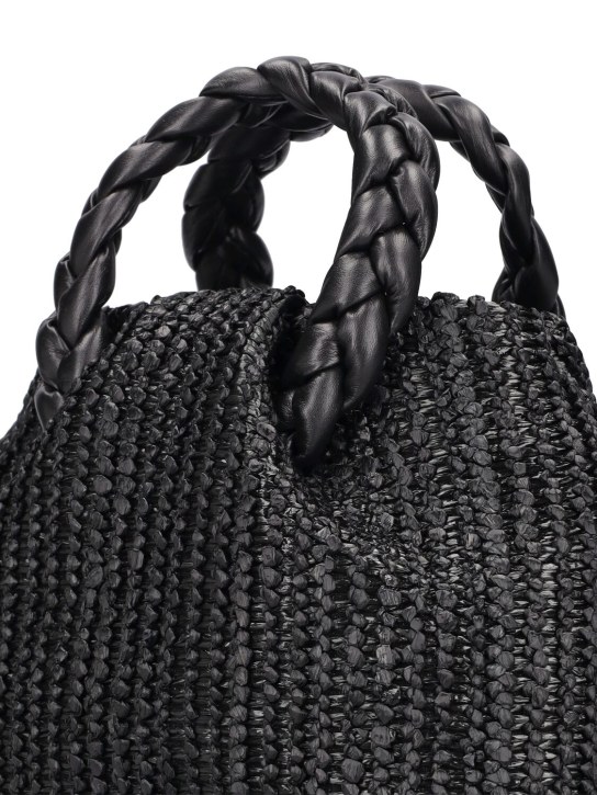 Hereu: Medium Bombon raffia top handle bag - Black - women_4 | Luisa Via Roma
