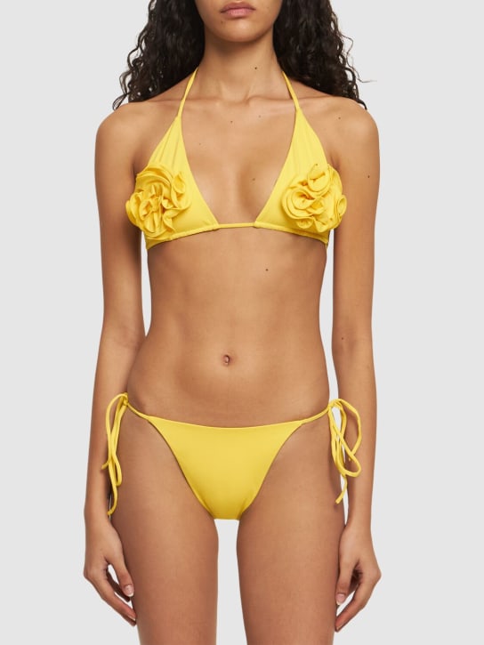 Magda Butrym: Jersey triangle bikini top w/roses - Yellow - women_1 | Luisa Via Roma