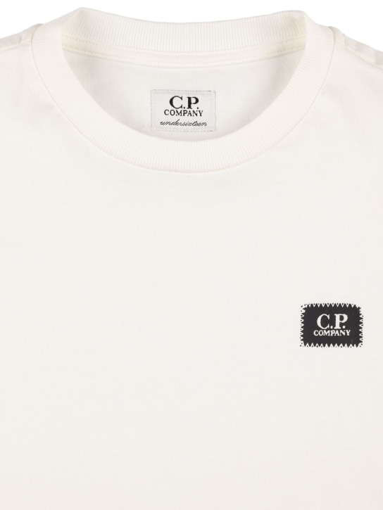 C.P. Company: 로고 프린트 코튼 저지 티셔츠 - 화이트 - kids-boys_1 | Luisa Via Roma