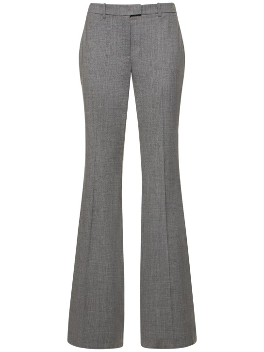 Michael Kors Collection: Haylee mid rise wool flared pants - Gri - women_0 | Luisa Via Roma
