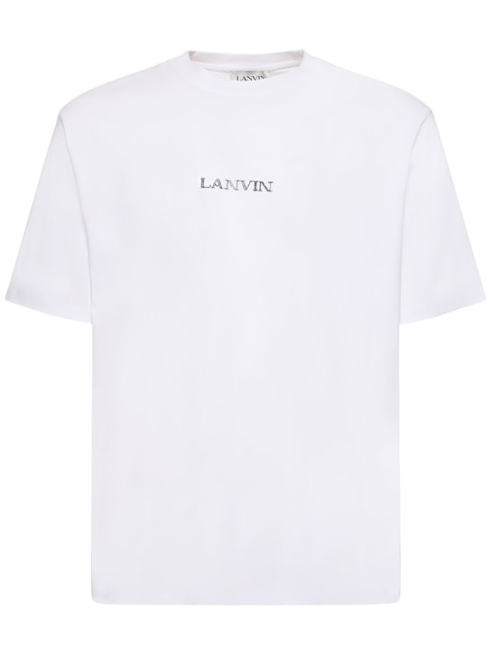 Lanvin: オーバーサイズコットンTシャツ - オプティカルホワイト - men_0 | Luisa Via Roma