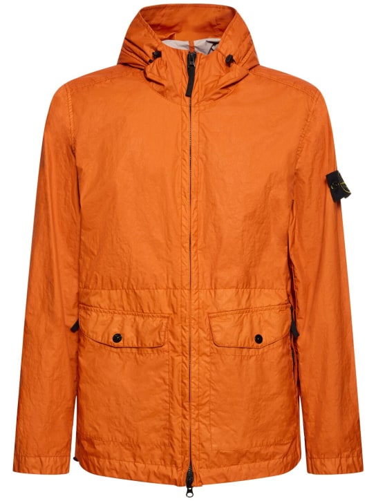 Stone Island: Membrana 3L hooded jacket - Orange - men_0 | Luisa Via Roma