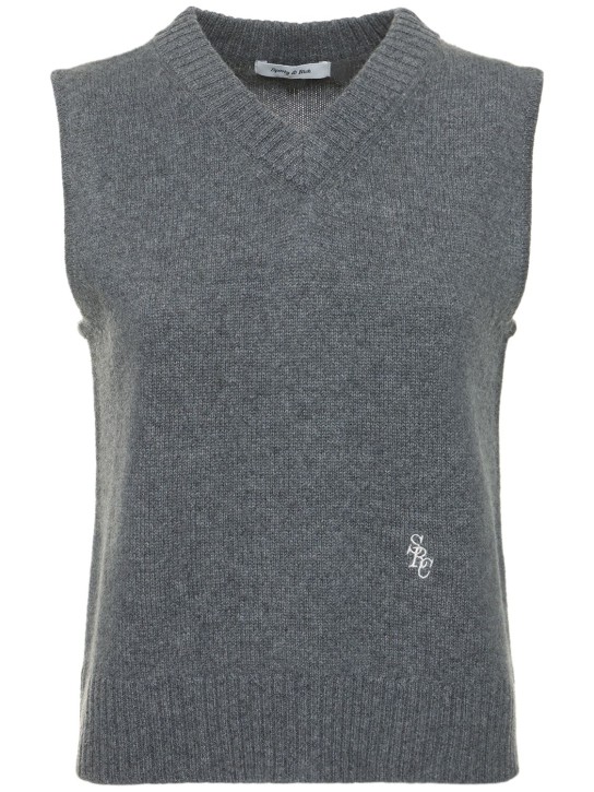 Sporty & Rich: SRC V neck cashmere vest - Grey - women_0 | Luisa Via Roma