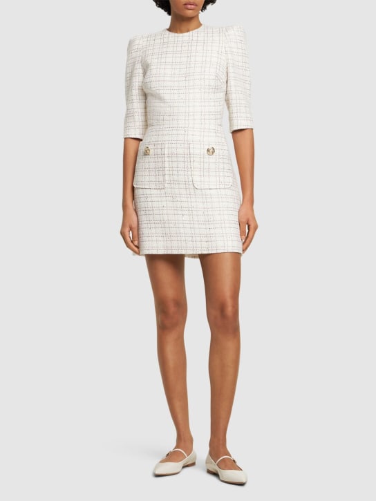 Elie Saab: Minikleid aus Tweed mit Taschen - Multi Weiß - women_1 | Luisa Via Roma
