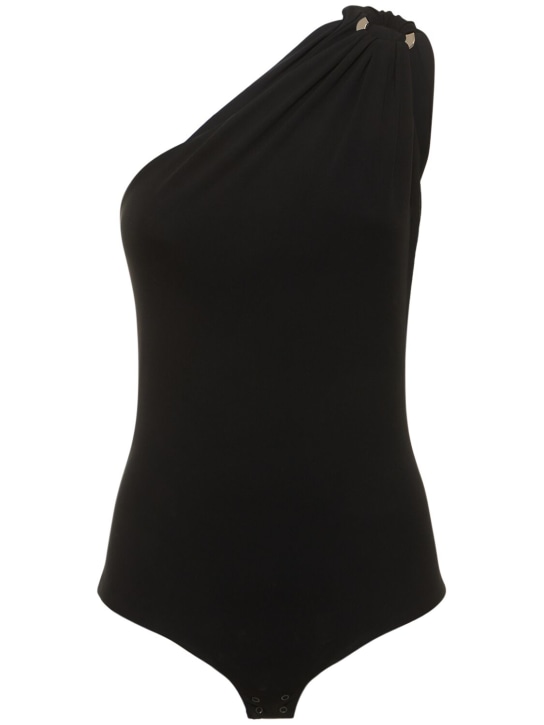 Michael Kors Collection: 哑光平纹针织单肩连体衣 - 黑色 - women_0 | Luisa Via Roma