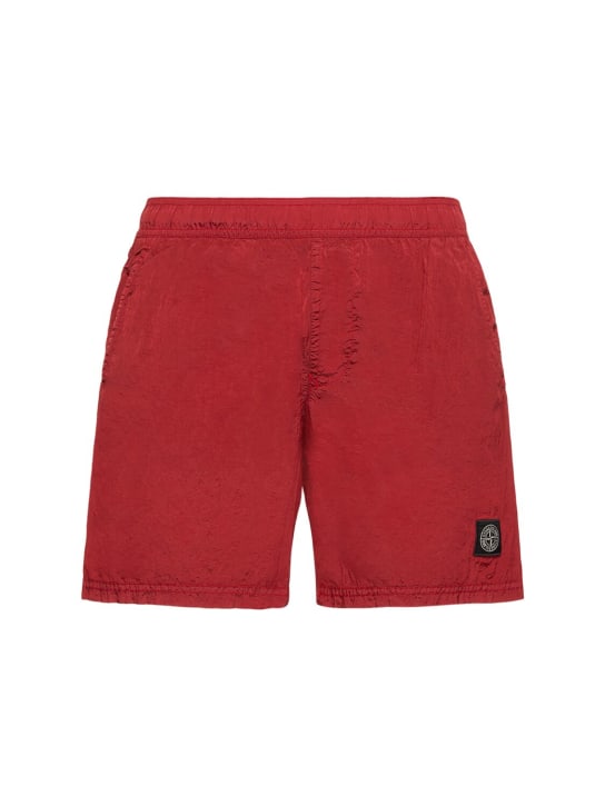Stone Island: Nylon swim shorts - Red - men_0 | Luisa Via Roma