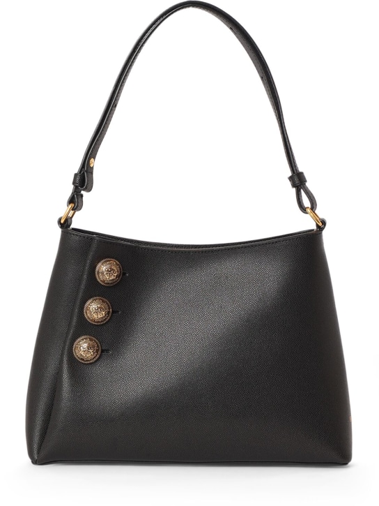Balmain: Embleme leather shoulder bag - Noir - women_0 | Luisa Via Roma