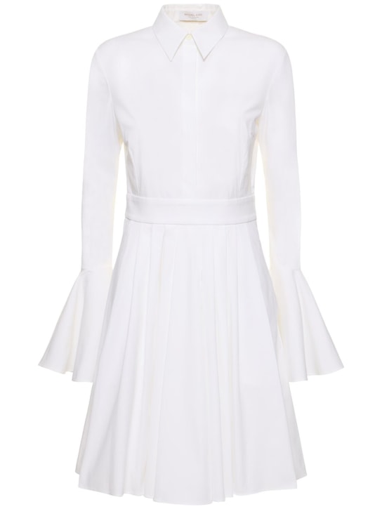Michael Kors Collection: Bell sleeve stretch cotton shirt dress - White - women_0 | Luisa Via Roma