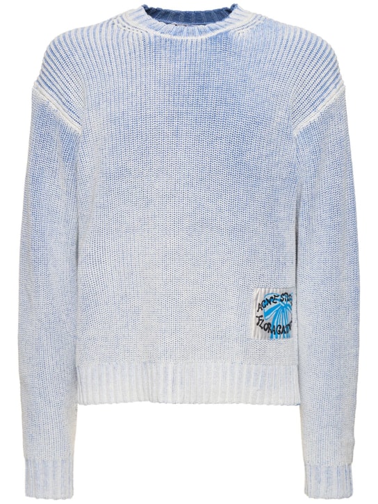 Acne Studios: Kype cotton blend sweater - Blue/White - men_0 | Luisa Via Roma