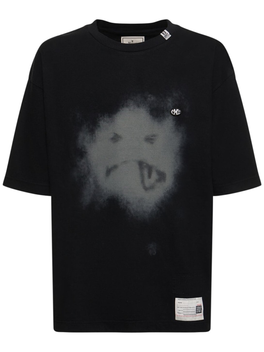 Mihara Yasuhiro: T-shirt en coton imprimé smiley - Noir - men_0 | Luisa Via Roma