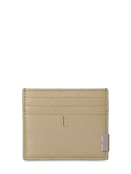 Burberry: Sandon grained leather card case - Hunter - men_0 | Luisa Via Roma