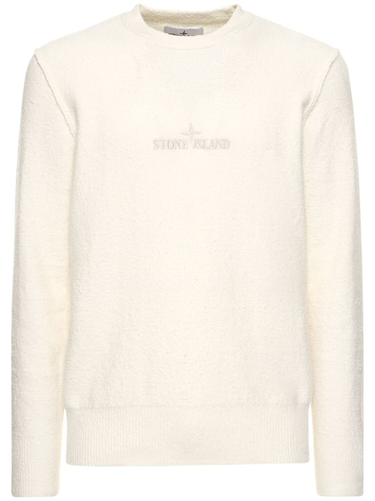Stone Island: Sweatshirt mit rundem Ausschnitt - Weiß - men_0 | Luisa Via Roma