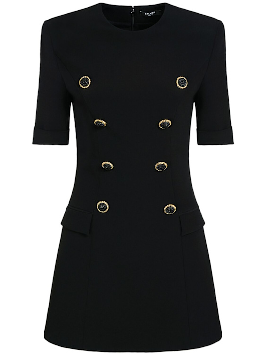 Balmain: Viscose crepe mini dress - women_0 | Luisa Via Roma