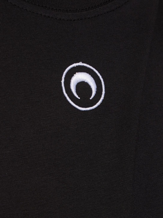 Marine Serre: Logo有机棉平纹针织背心 - 黑色 - men_1 | Luisa Via Roma