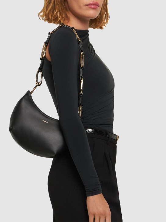 ANINE BING: Mini Jody leather top handle bag - Siyah - women_1 | Luisa Via Roma