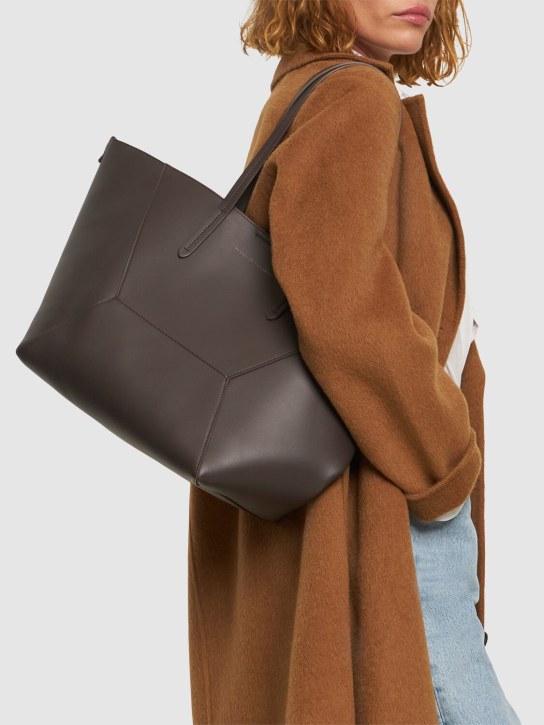 Brunello Cucinelli: Leather tote bag - Dark Brown - women_1 | Luisa Via Roma