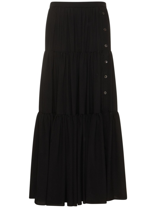Michael Kors Collection: Falda plisada de seda crepé de china - Negro - women_0 | Luisa Via Roma