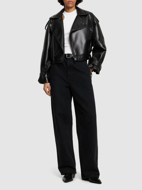 The Andamane: Nova oversize faux leather jacket - Black - women_1 | Luisa Via Roma