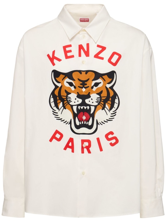 Kenzo Paris: Hemd aus Baumwollpopeline mit Druck - Weiß - men_0 | Luisa Via Roma