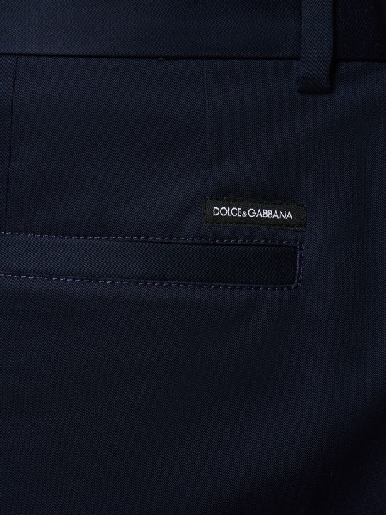 Dolce&Gabbana: Wide cotton gabardine chino pants - Blue Scurissimo - men_3 | Luisa Via Roma