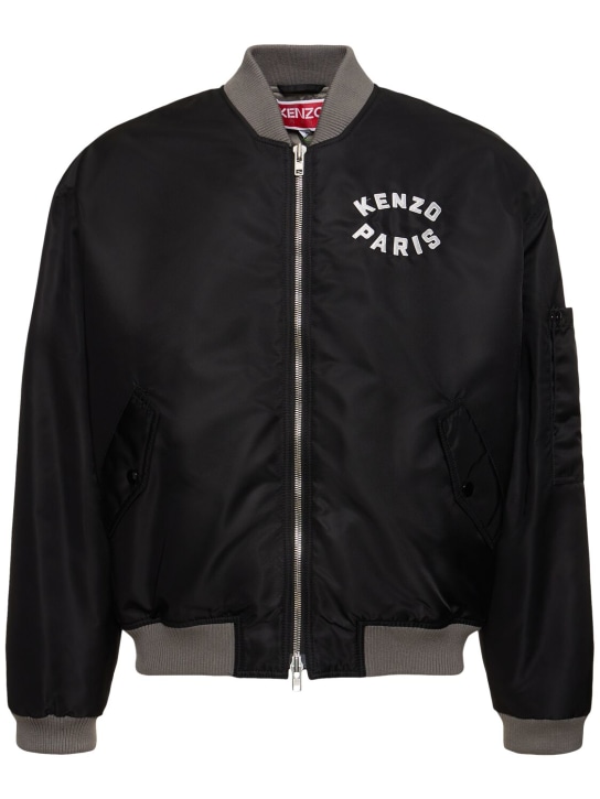 Kenzo Paris: Tiger print nylon bomber jacket - Siyah - men_0 | Luisa Via Roma
