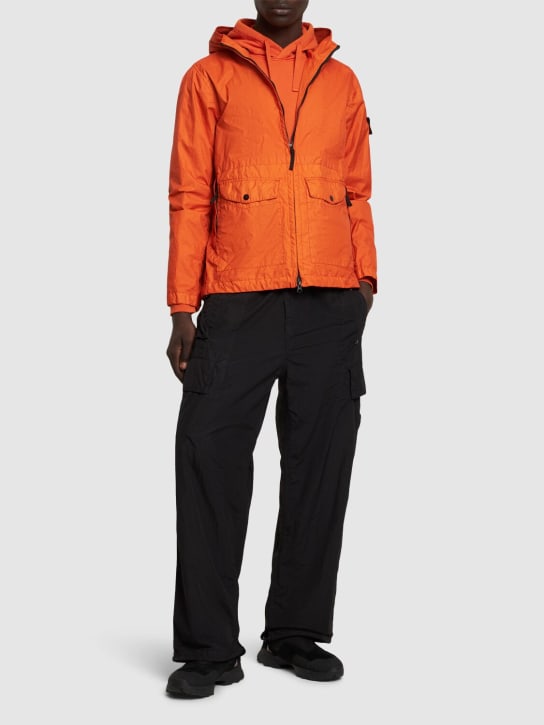 Stone Island: Membrana 3L hooded jacket - Orange - men_1 | Luisa Via Roma