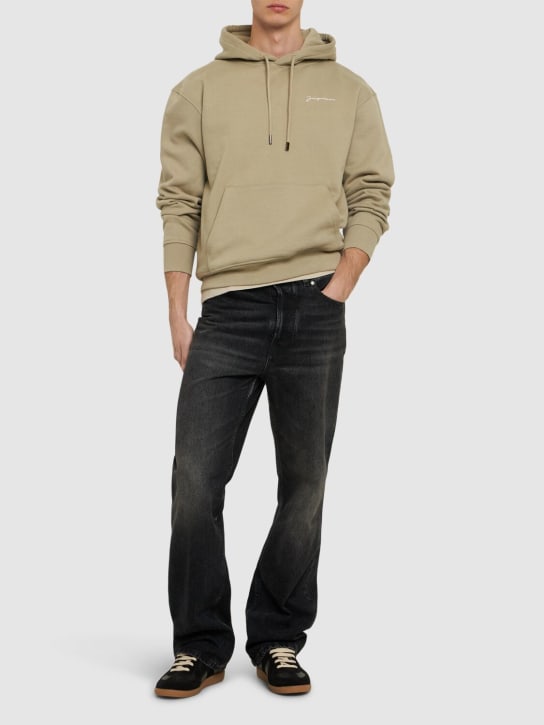 Jacquemus: Le Sweatshirt Brodé cotton jersey hoodie - Light Khaki - men_1 | Luisa Via Roma