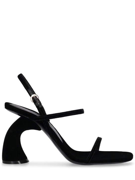 Dries Van Noten: 95毫米天鹅绒凉鞋 - 黑色 - women_0 | Luisa Via Roma