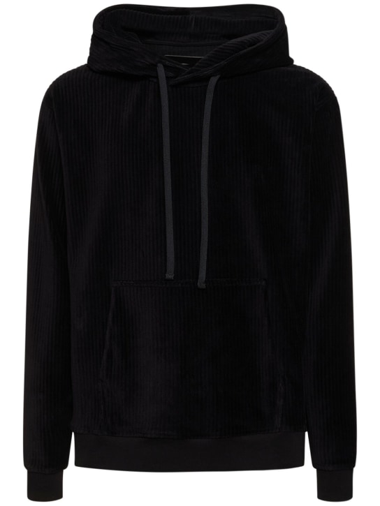 Giorgio Brato: Cotton blend velvet hoodie - Black - men_0 | Luisa Via Roma