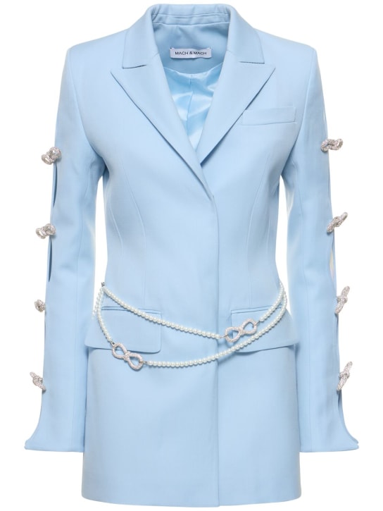 Mach & Mach: Robe blazer courte en laine embellie - Bleu Ciel - women_0 | Luisa Via Roma