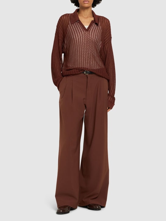 Bonsai: Pantalon ample en laine mélangée - Marron - women_1 | Luisa Via Roma