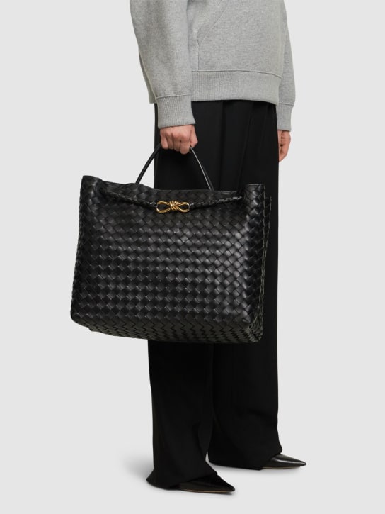 Bottega Veneta: Large Andiamo leather top handle bag - Black - women_1 | Luisa Via Roma