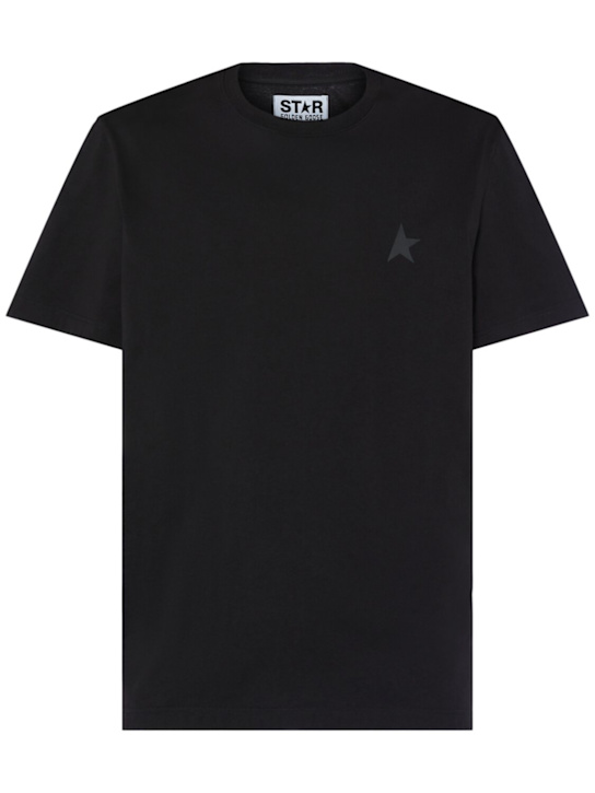 Golden Goose: Small Star logo cotton t-shirt - Black - men_0 | Luisa Via Roma