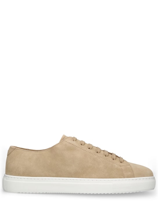 Doucal's: Washed suede low top sneakers - Sand - men_0 | Luisa Via Roma