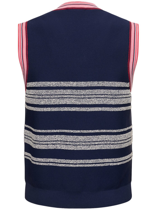 Wales Bonner: Shade tech blend vest - Navy/Red - men_4 | Luisa Via Roma