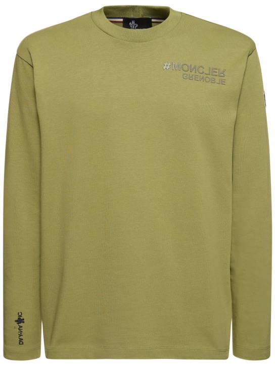 Moncler Grenoble: T-Shirt aus Baumwolle mit Logo - Grün - men_0 | Luisa Via Roma