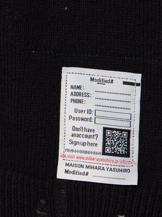 Mihara Yasuhiro: Distressed cotton crewneck sweater - Siyah - men_1 | Luisa Via Roma