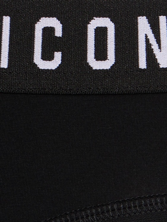 Dsquared2: Icon stretch cotton briefs - Black - men_1 | Luisa Via Roma