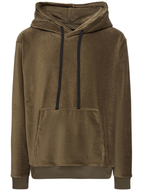 Giorgio Brato: Cotton blend velvet hoodie - Asker yeşili - men_0 | Luisa Via Roma