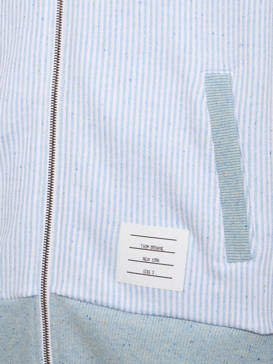 Thom Browne: Cotton & silk zip-up hoodie - men_3 | Luisa Via Roma