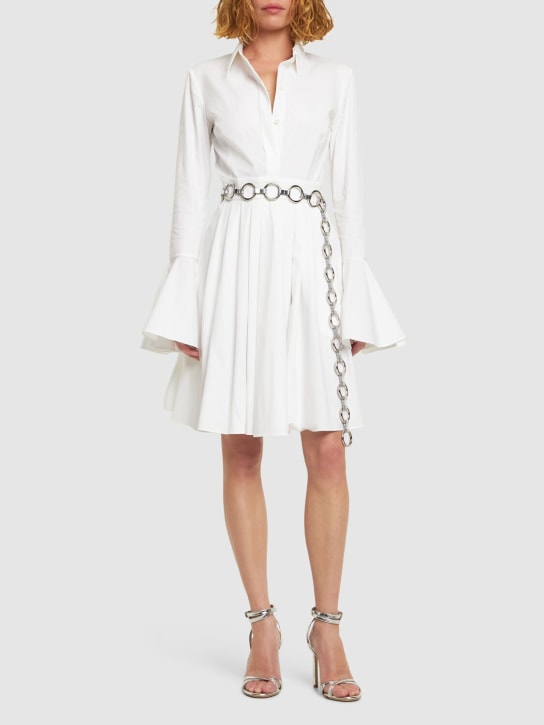 Michael Kors Collection: 铃铛袖弹力棉质衬衫连衣裙 - 白色 - women_1 | Luisa Via Roma