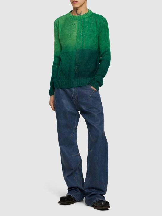 Andersson Bell: Foresk mohair blend knit sweater - Green - men_1 | Luisa Via Roma
