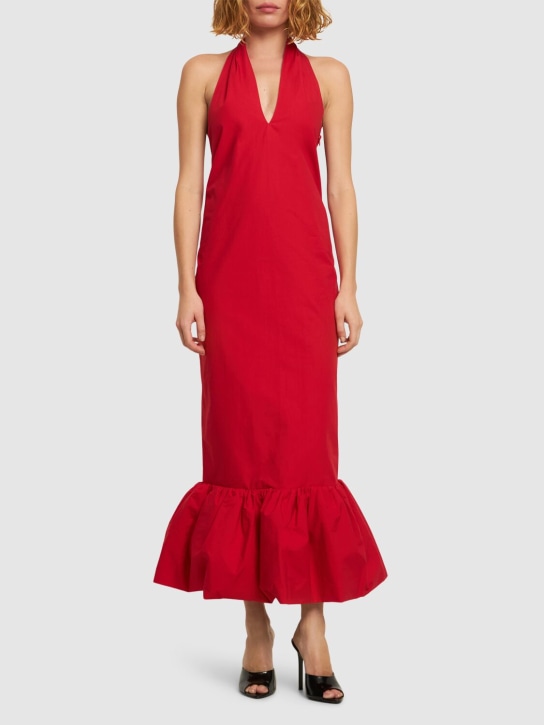 Interior: Vestido largo de popelina de algodón - Rojo - women_1 | Luisa Via Roma
