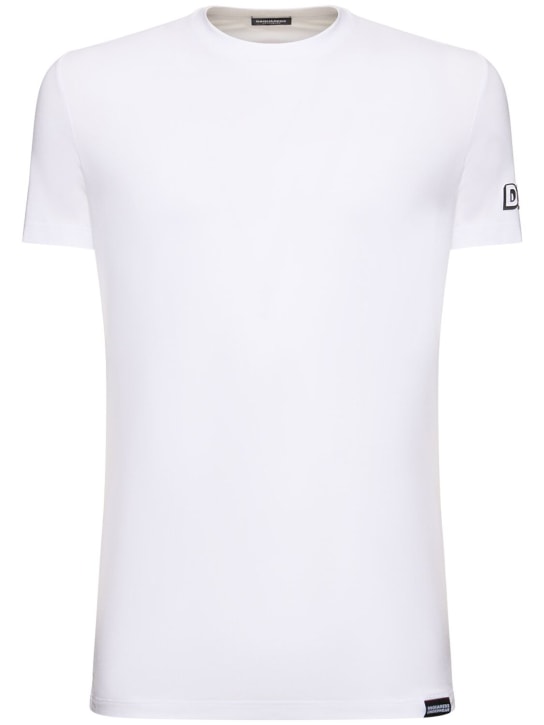 Dsquared2: D2 crewneck t-shirt - Beyaz - men_0 | Luisa Via Roma