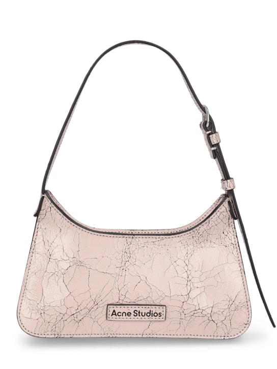 Acne Studios: Micro Platt crackle leather shoulder bag - Pembe - women_0 | Luisa Via Roma