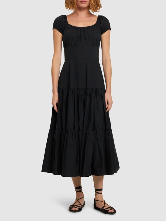 Michael Kors Collection: Vestido midi de popelina de algodón - Negro - women_1 | Luisa Via Roma