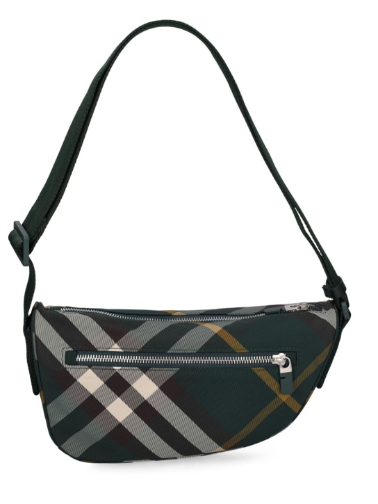 Burberry: Shield Check print crossbody bag - Ivy Green - men_5 | Luisa Via Roma
