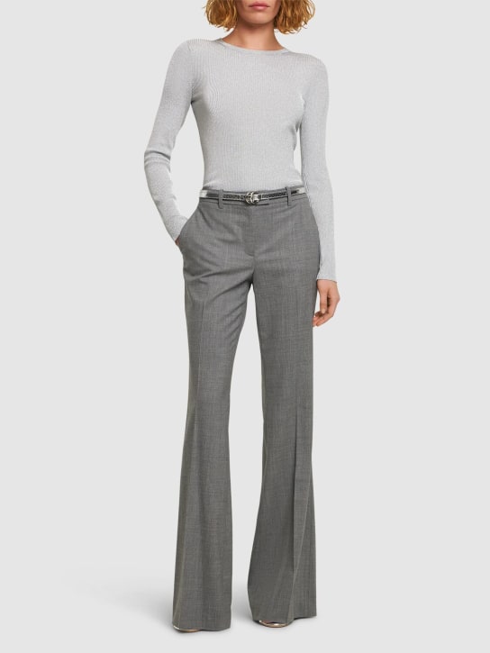 Michael Kors Collection: Haylee mid rise wool flared pants - Gri - women_1 | Luisa Via Roma
